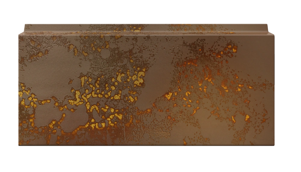 TONALITY-Science-Hub-I-501-прозрачный На изображении представлена керамическая поверхность с захватывающей и сложной текстурой, напоминающей пейзаж с высоты. Разнообразие коричневых и ржавых оттенков придаёт поверхности глубину и теплоту, а органические формы и узоры создают динамичное и почти живое впечатление.